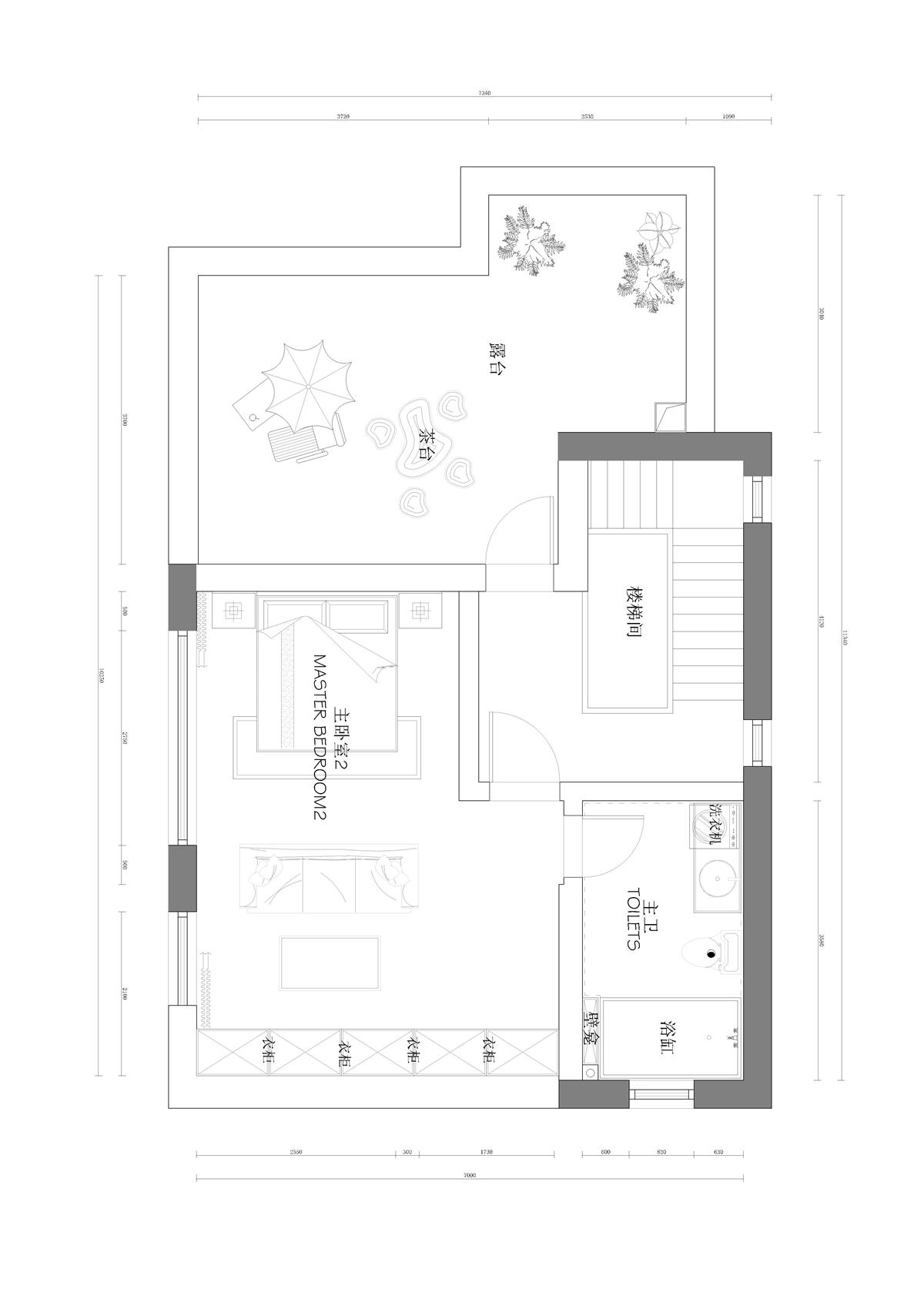 天山(shān)國(guó)宾一号院 158㎡平面布置图 二楼